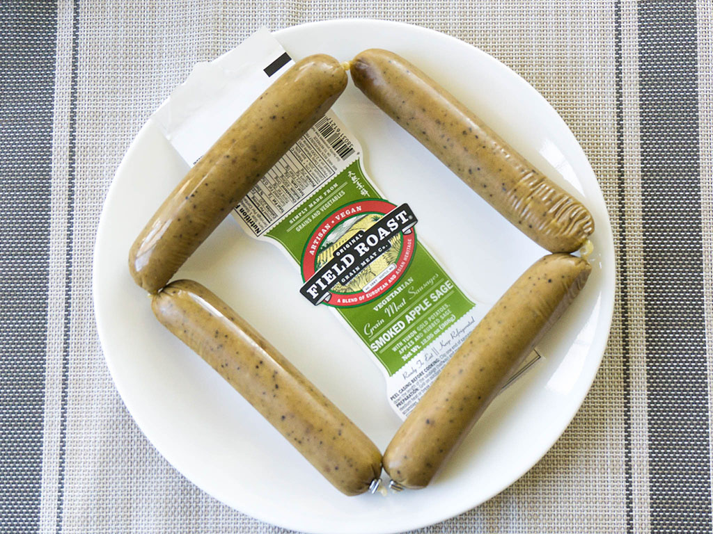 Field Roast Smoked Apple Sage Sausage unpacked