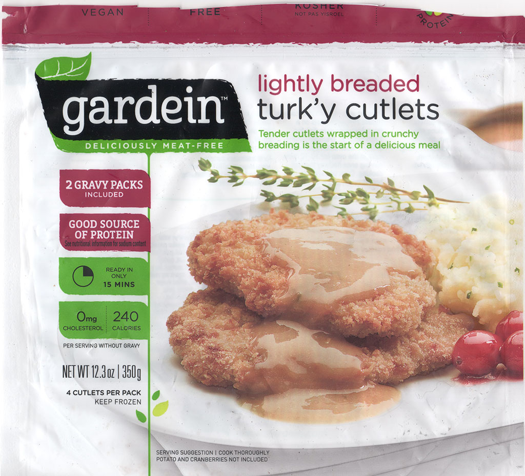 Gardein Lightly Breaded Turk'y Cutlets front