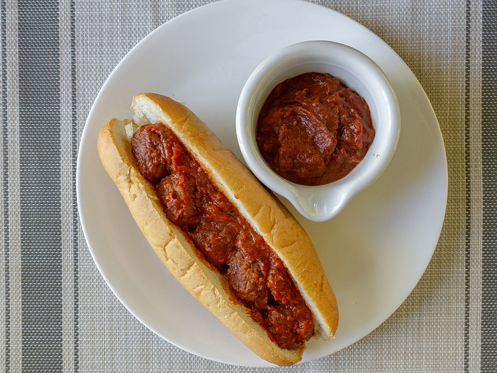Meatball sub with Gardein meatfree meatballs