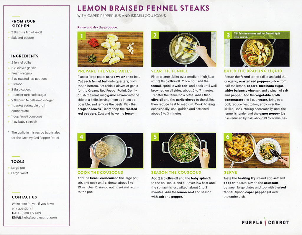 Purple Carrot - lemon braised fennel steaks recipe back