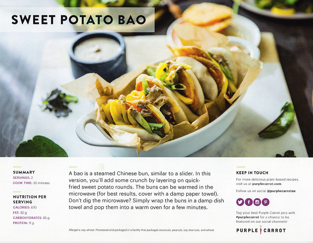 Purple Carrot - sweet potato bao recipe front