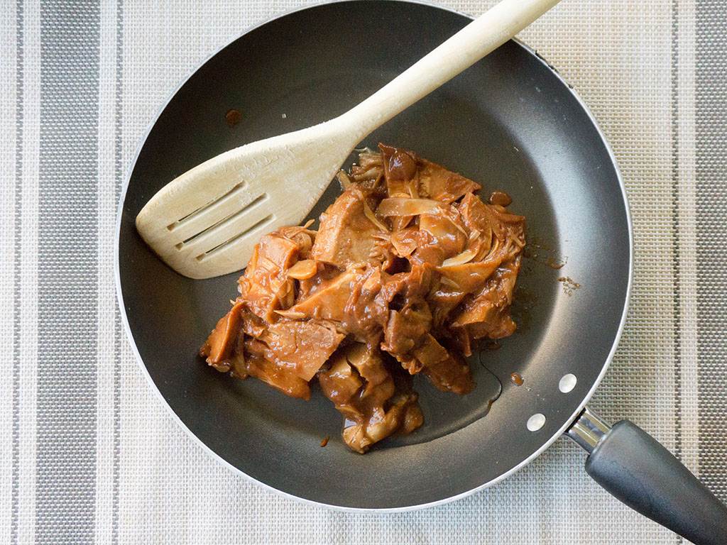 Upton's Naturals BBQ Jackfruit in the pan