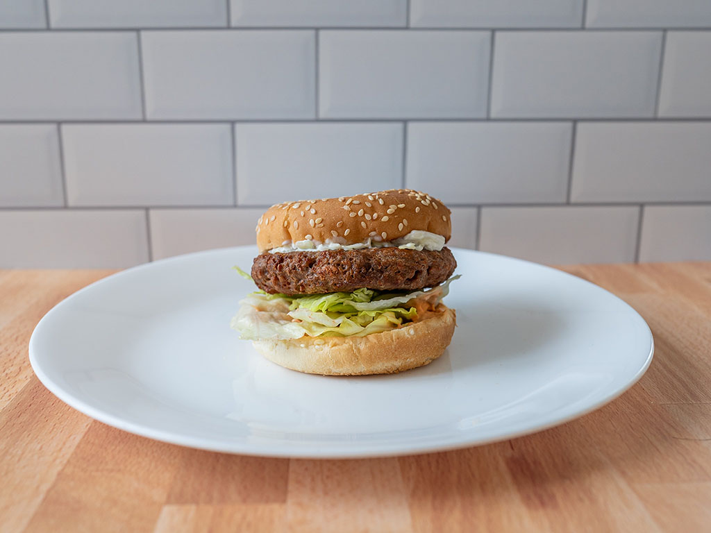 Beyond Burger 2020 reformulation air fried on bun