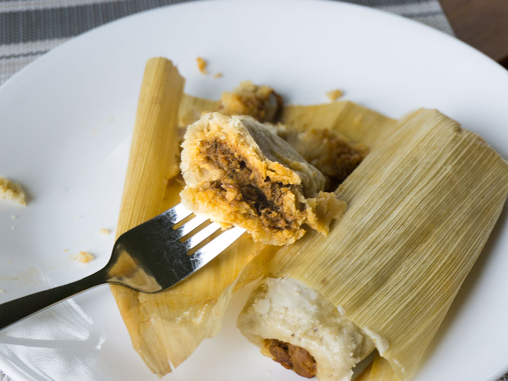 Chapparo's Beef Tamales cooked and close up
