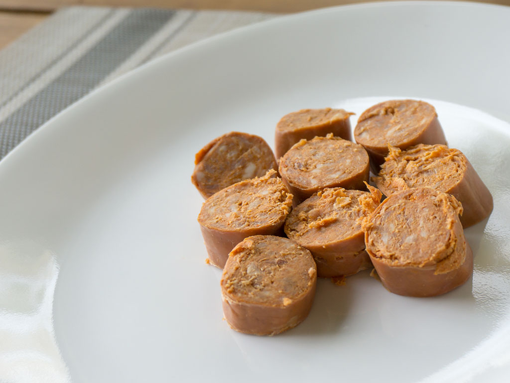 Silva Linguica sausage close up sliced