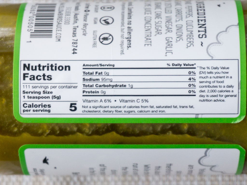 Yellowbird Serrano Condiment Sauce nutrition