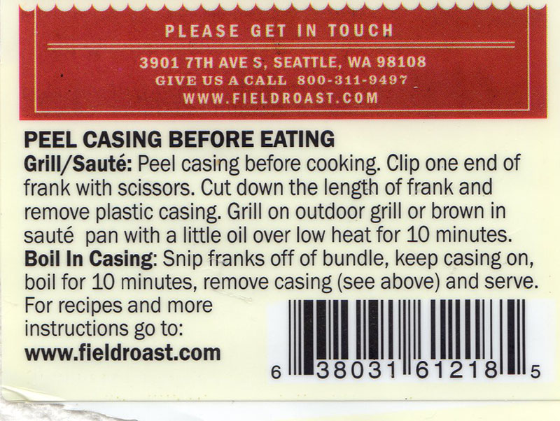Field Roast Frankfurters cooking instructions