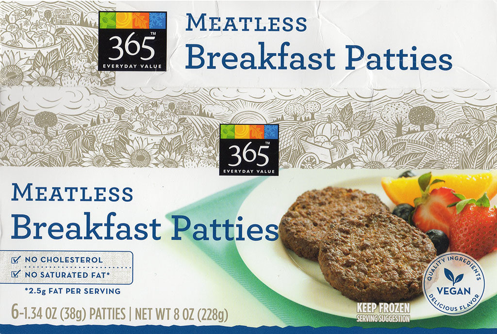 365 Meatless Breakfast Patties package front