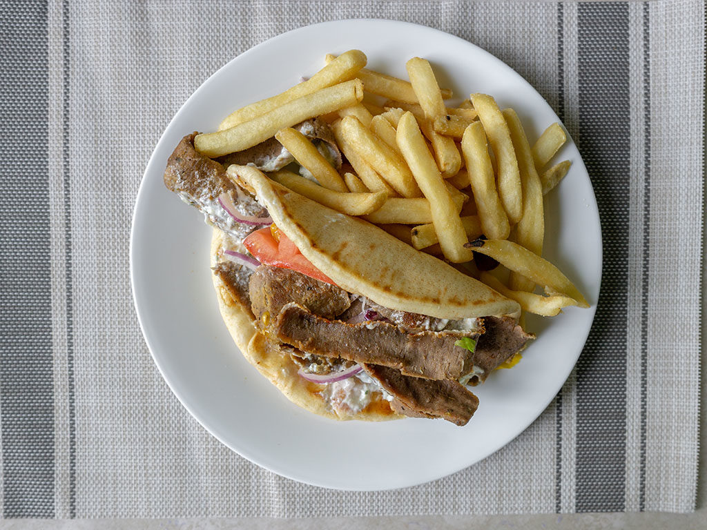 Restaurant purchased Gyro with French fries