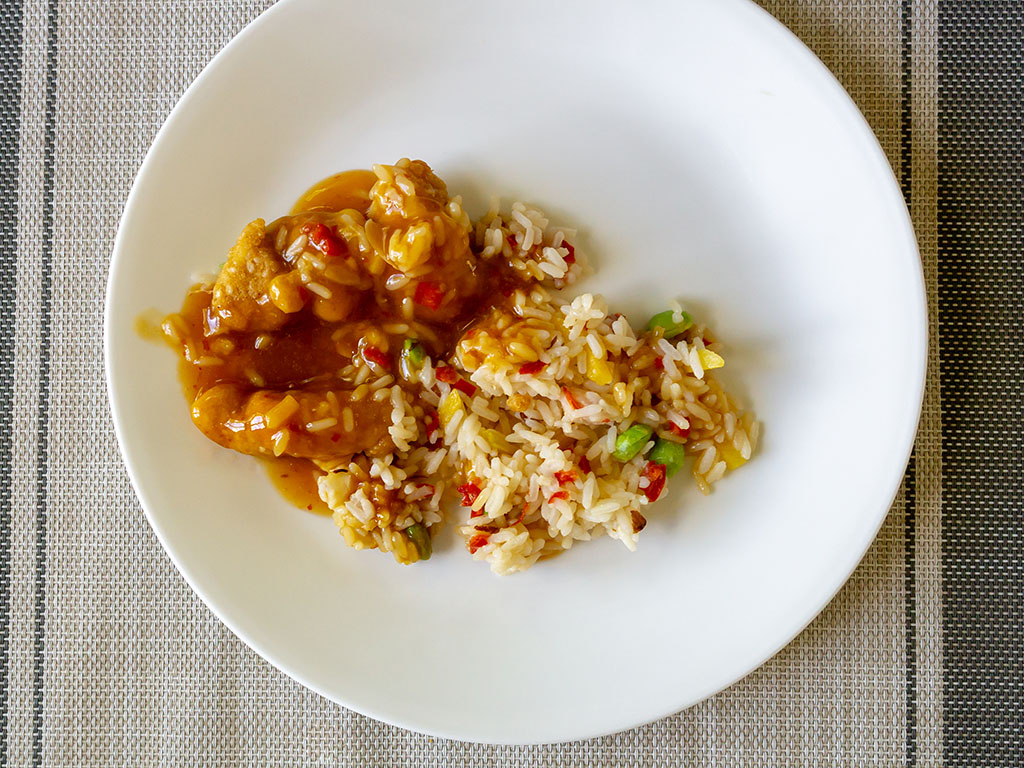 Lean Cuisine Marketplace Orange Chicken cooked and plated