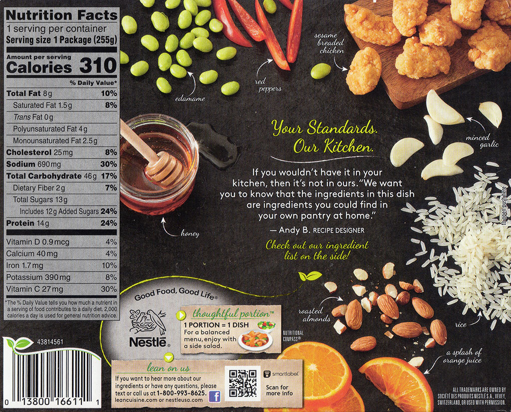 Lean Cuisine Marketplace Orange Chicken nutrition