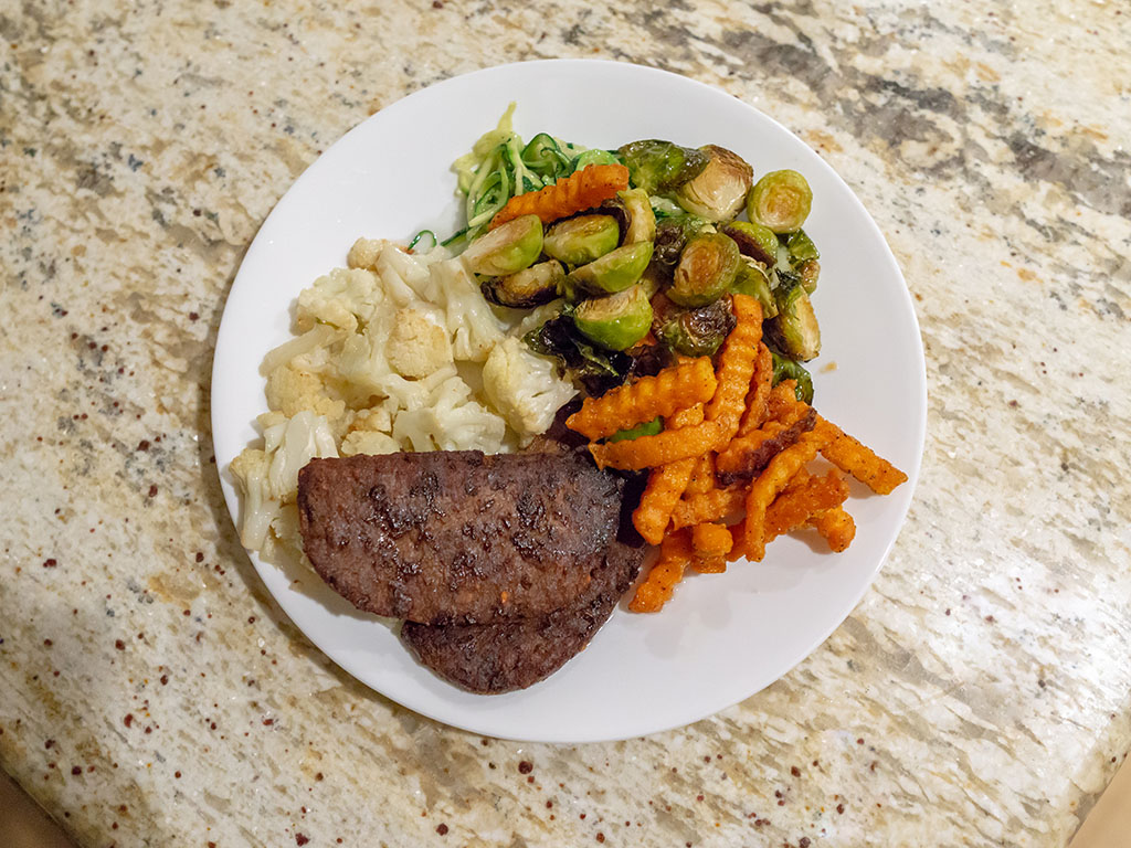 Roast dinner with Gardein Meatless Meatloaf