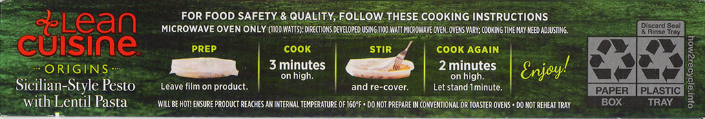Lean Cuisine Origins Sicilian-Style Pesto With Lentil Pasta cooking instructions