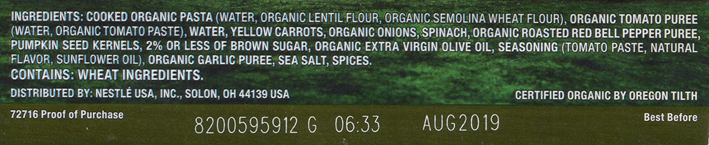 Lean Cuisine Origins Sicilian-Style Pesto With Lentil Pasta ingredients
