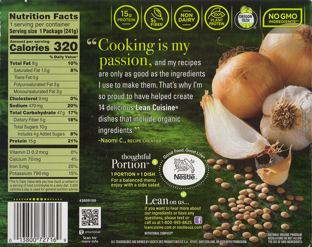 Lean Cuisine Origins Sicilian-Style Pesto With Lentil Pasta - nutrition and info