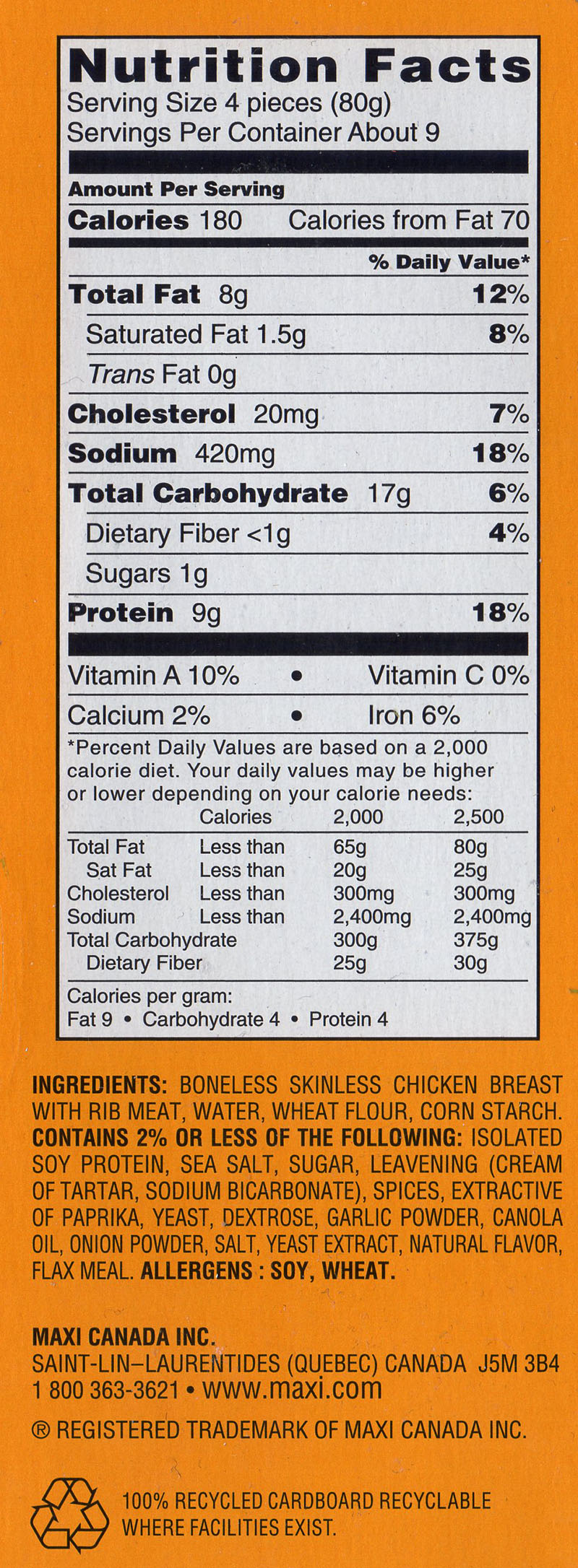 Yummy Chicken Breast Fries nutrition and ingredients