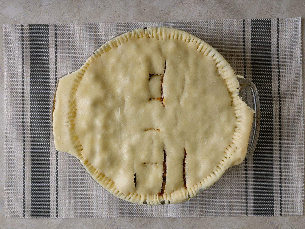 British beef and onion pie - ready for oven