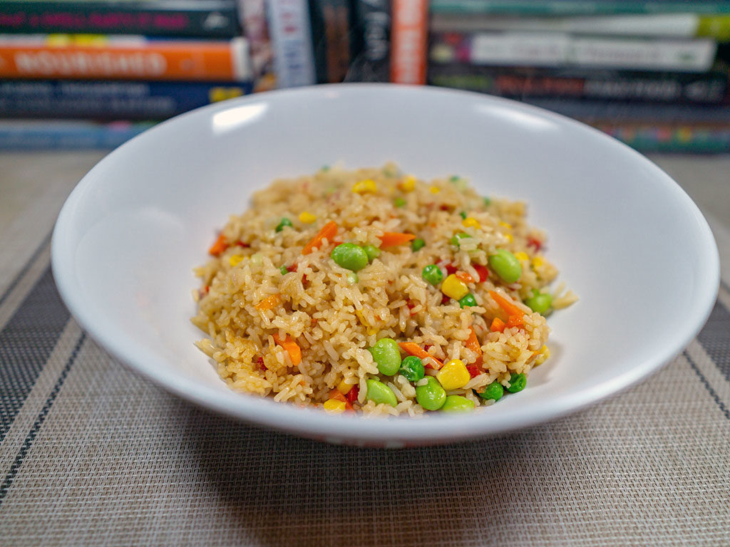 Trader Joe's Vegetable Fried Rice cooked close up