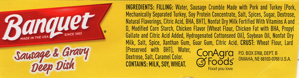 Banquet Sausage And Gravy Deep Dish pot pie ingredients