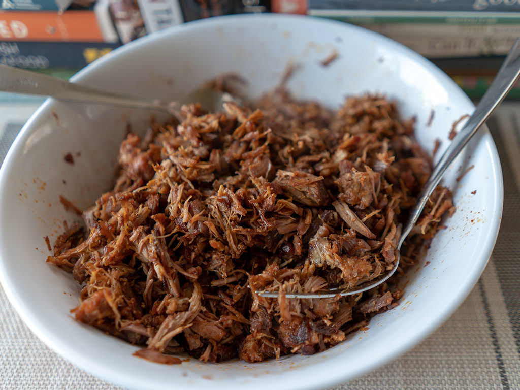 Quick pulled pork shredded