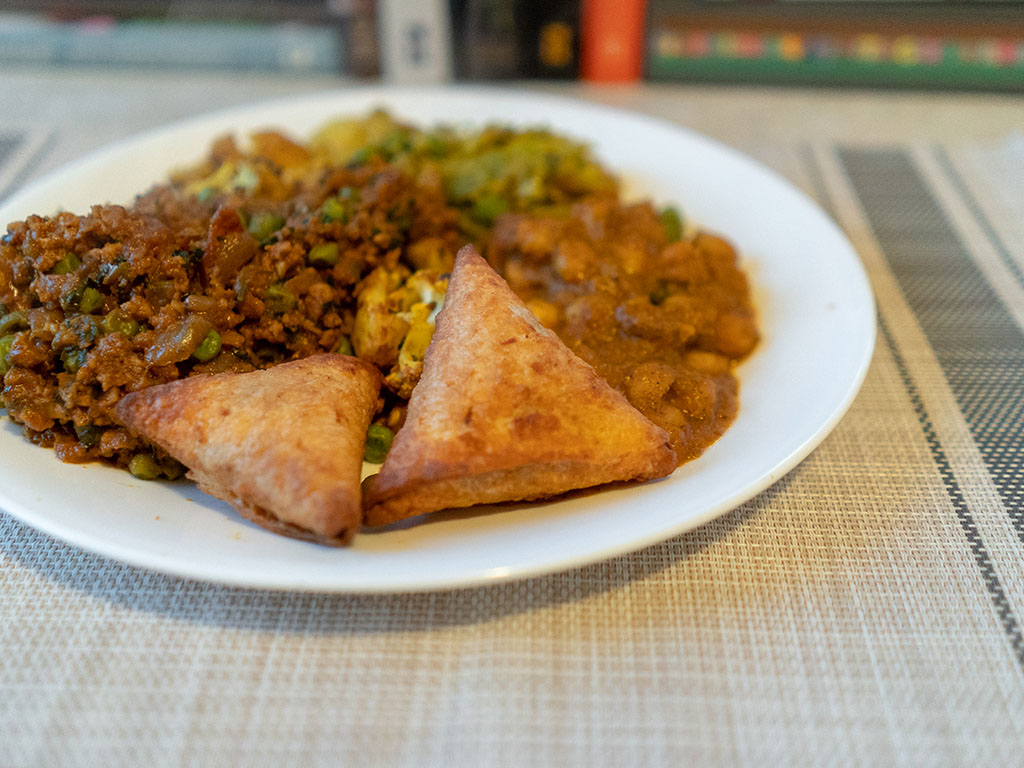 Sukhi's Chickpea Samosas cooked with curry