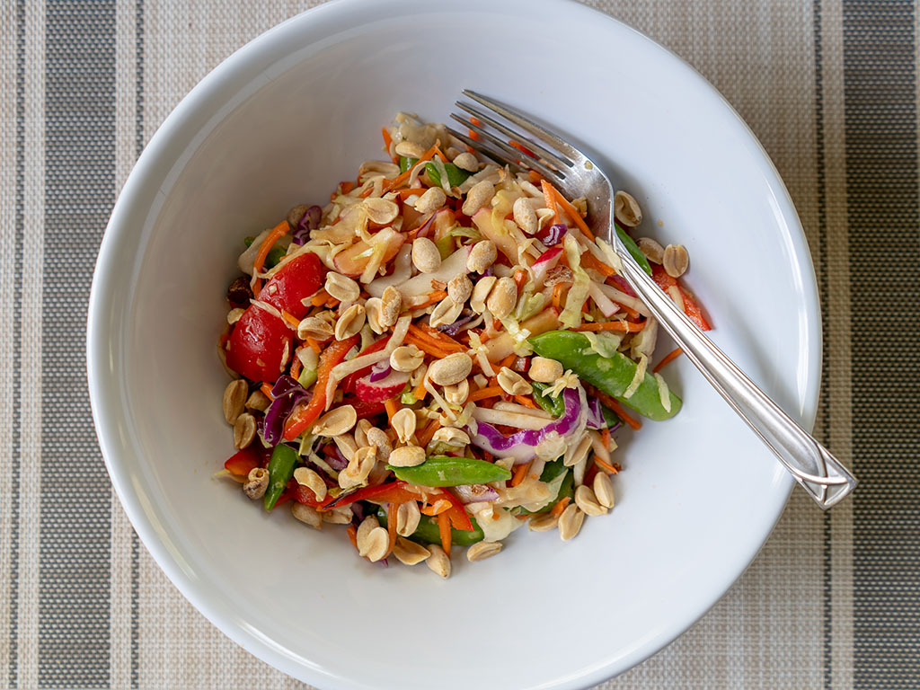 Asian salad with soy, garlic and ginger dressing