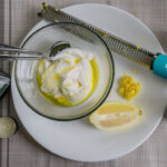 Lemon yogurt sauce ingredients prepped