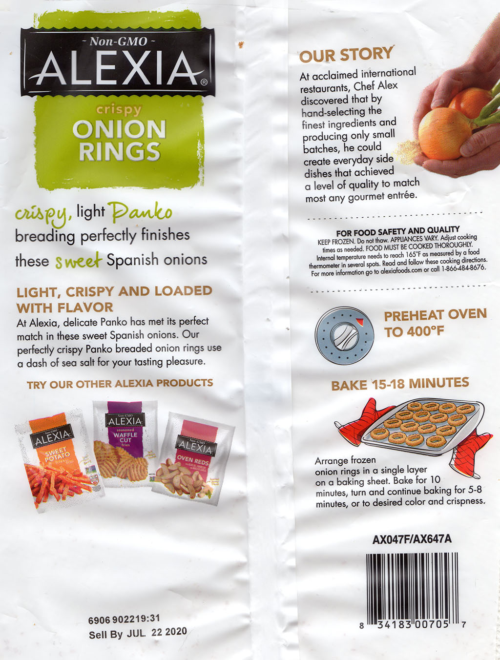 Alexia Crispy Onion Rings cooking instructions