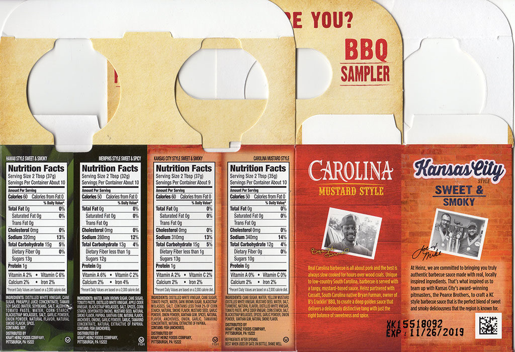 Heinz BBQ Sampler Pack package back