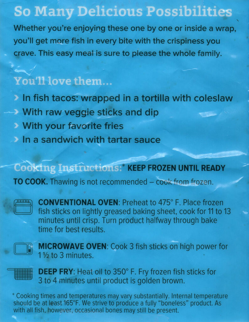 Trident The Ultimate Fish Stick cooking instructions