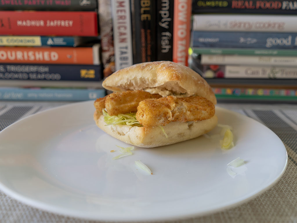 Trident The Ultimate Fish Stick on a bun side view