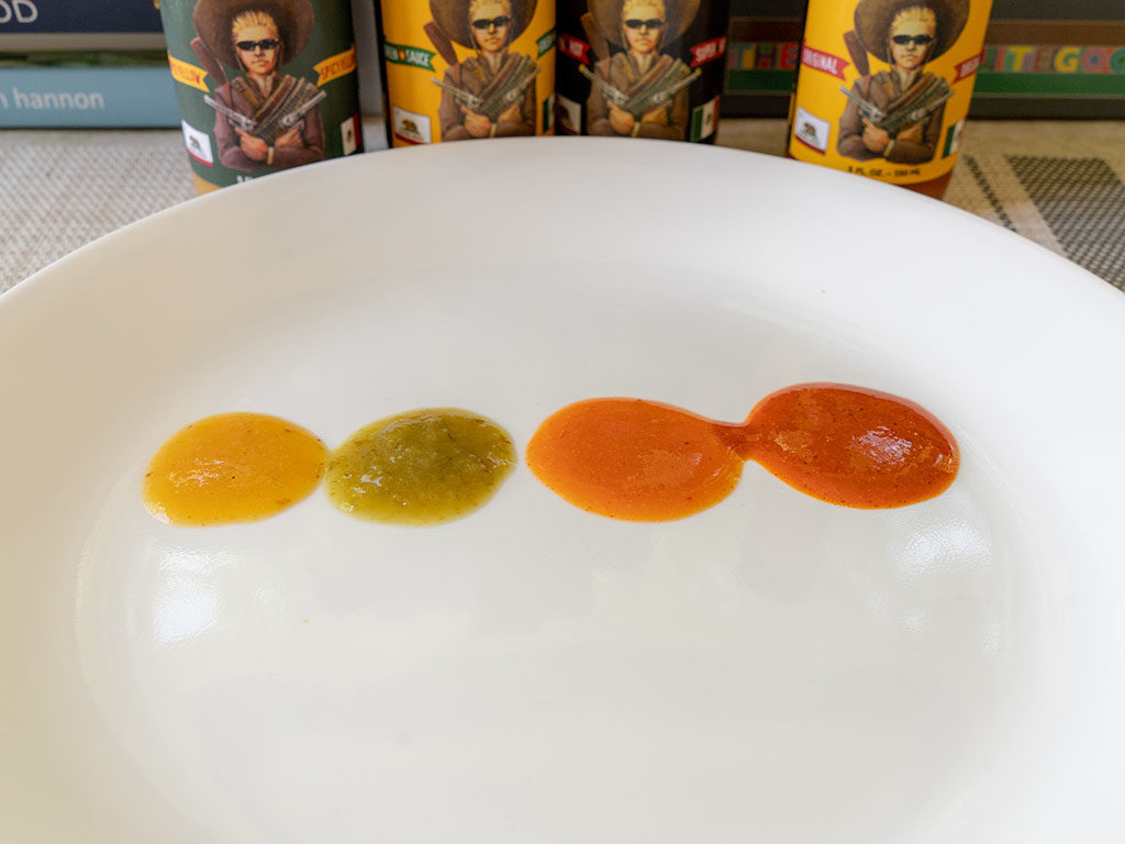 Gringo Bandito hot sauces plated