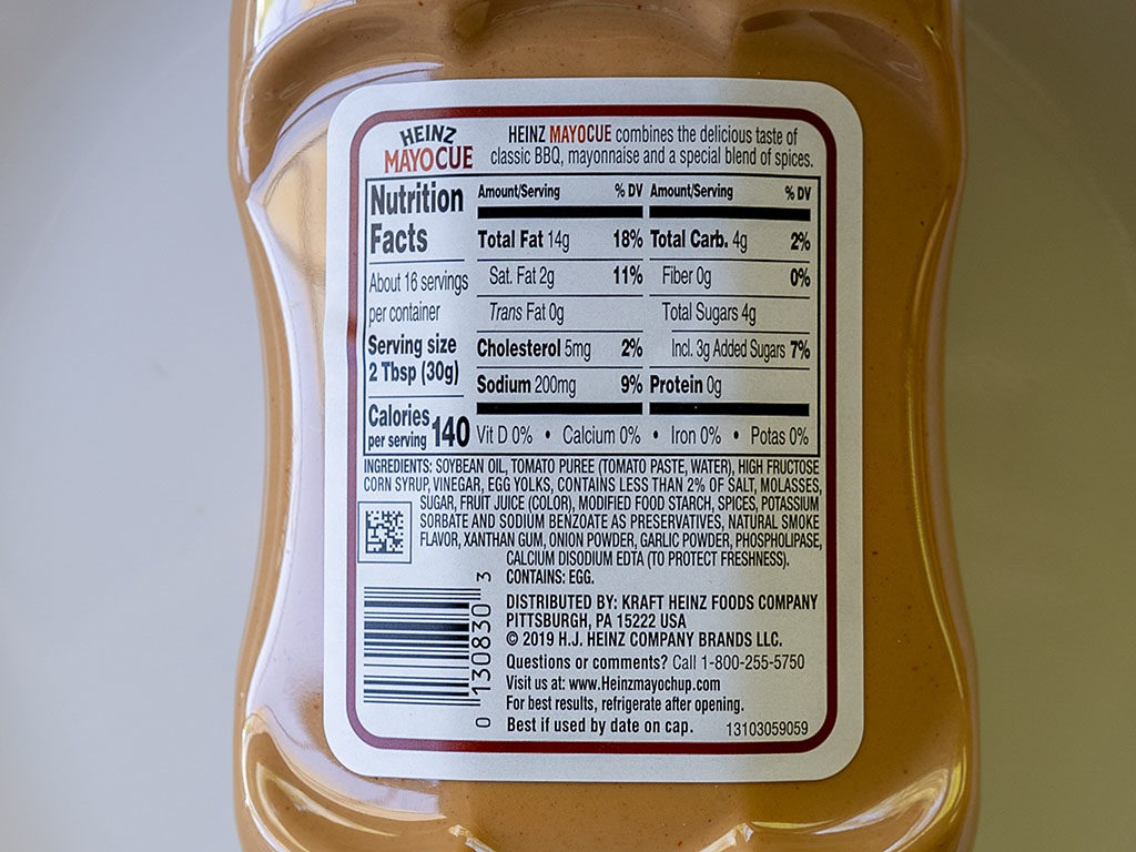 Heinz MayoCue sauce ingredients and nutrition