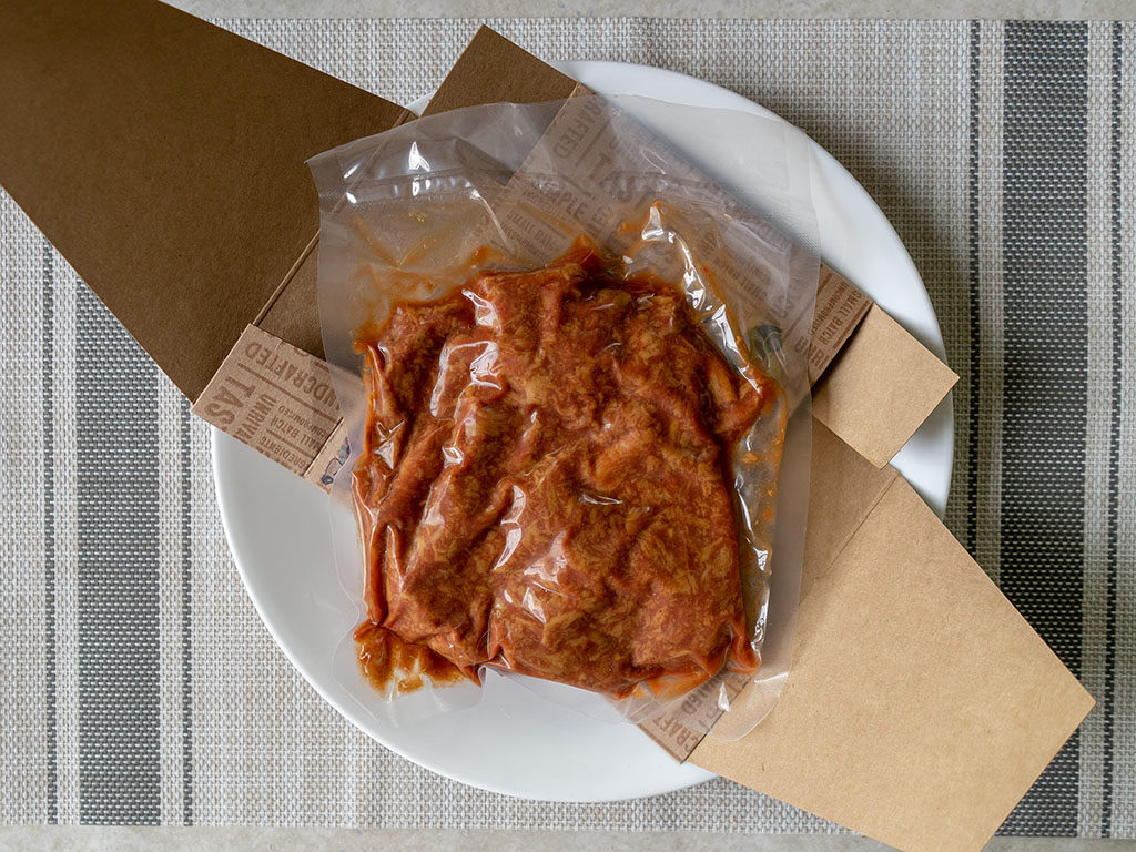 No Evil Foods Pulled Pork BBQ in the box