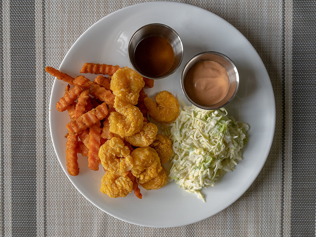 Whole Catch Shrimp Poppers with alexia sweet potato fries