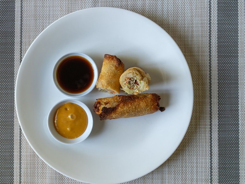 Tai Pei Chicken Egg Rolls air fried interior