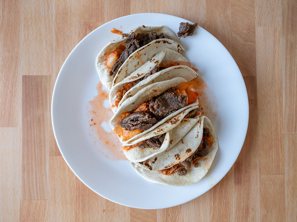 Great Value Korean Inspired Beef Street Taco Kit cooked