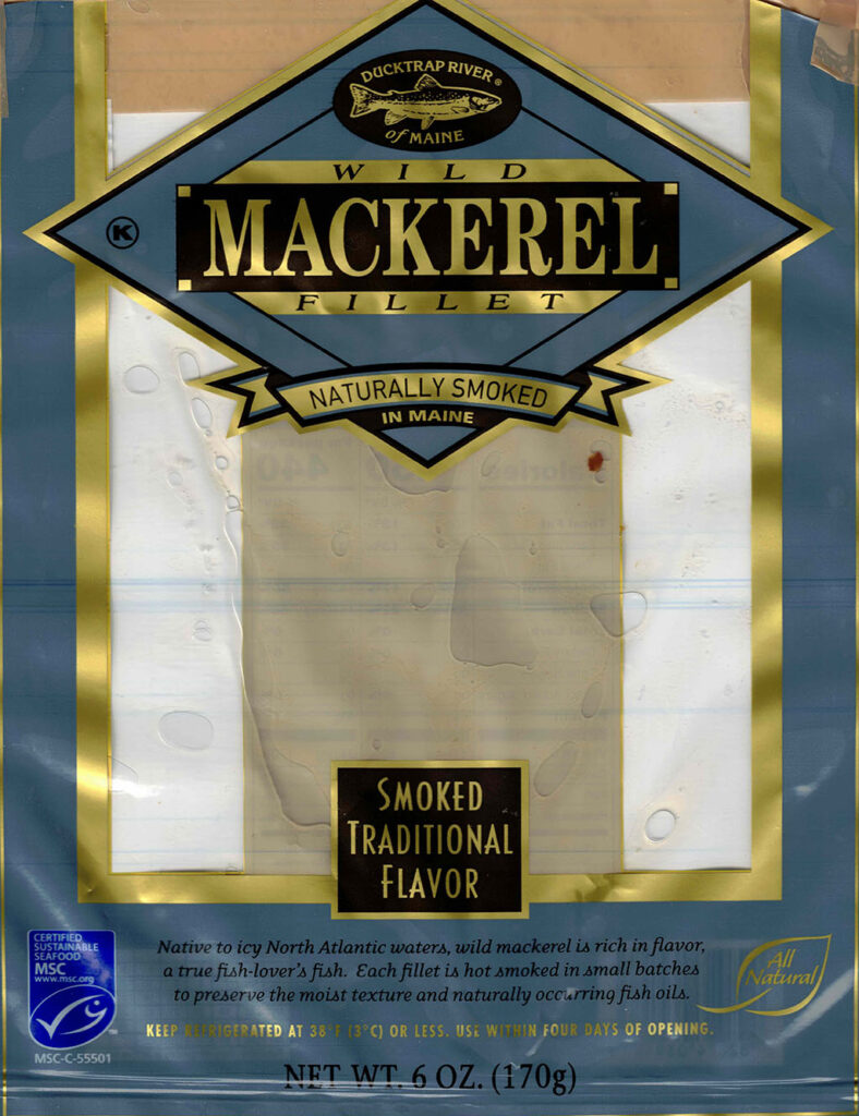Ducktrap Smoked Wild Mackerel Fillet package front