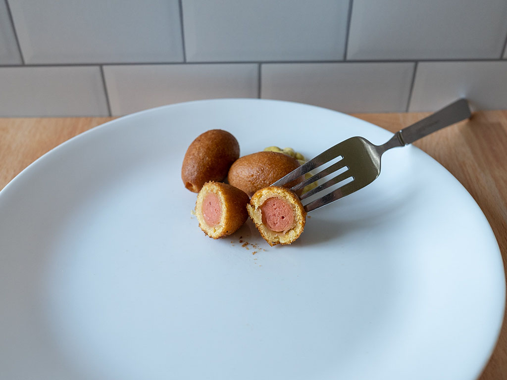 MorningStar Farms Mini Corn Dogs cooked internal