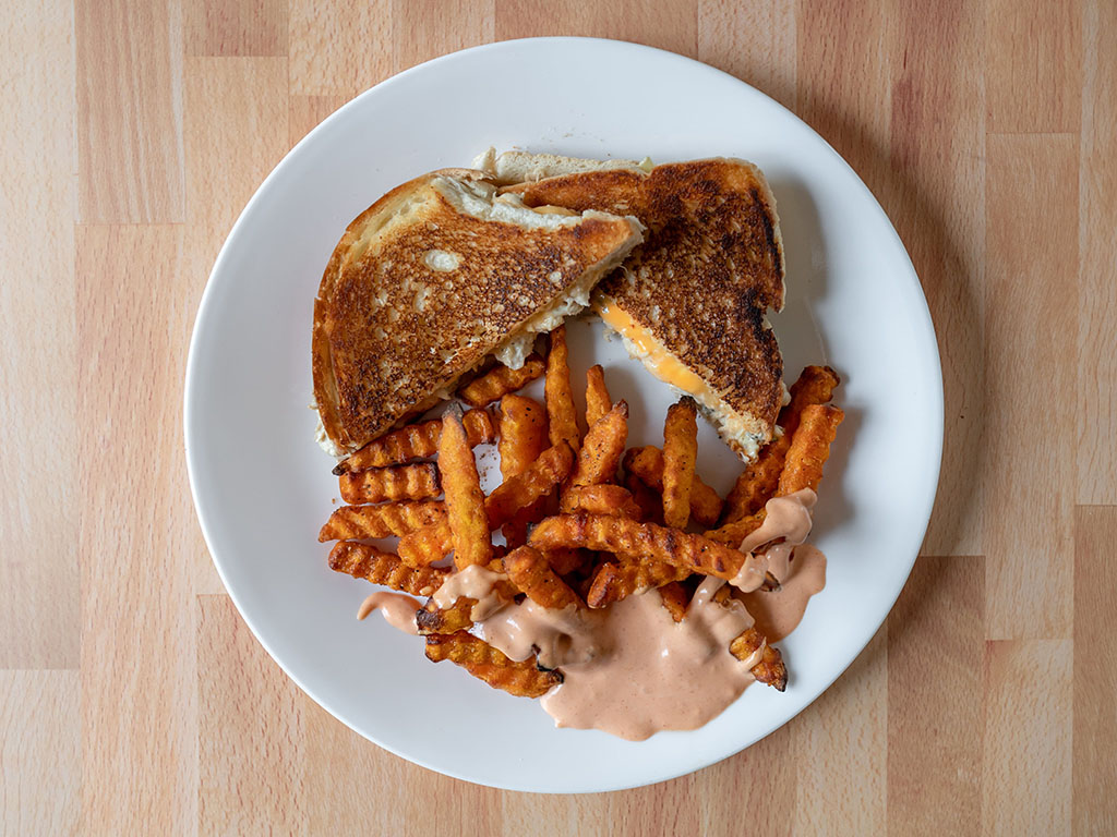 Alexia Crinkle Cut Sweet Potato Fries with grilled tuna