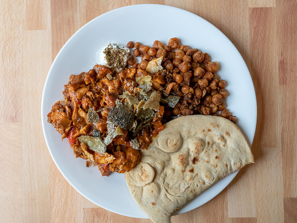 Rogan josh curry with salmon