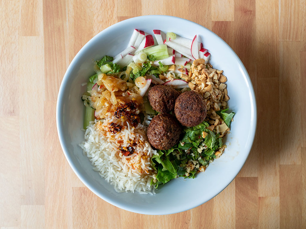 Vietnamese salad with Impossible meatballs