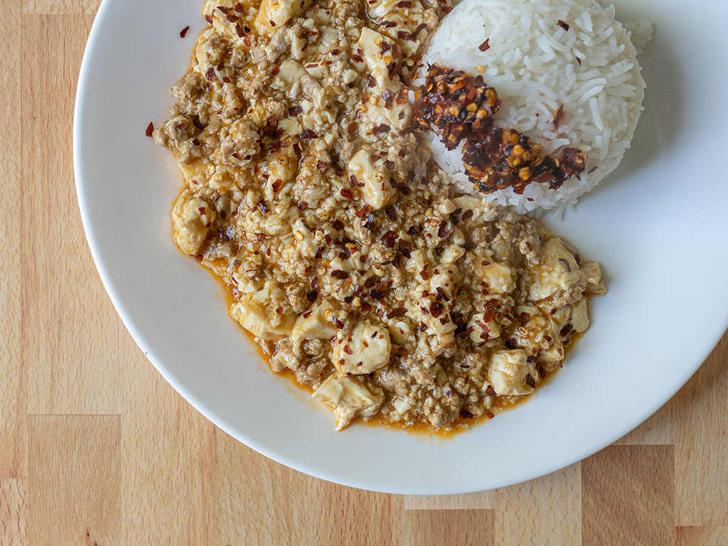 House Foods Chinese Mabo Tofu Sauce close up cooked