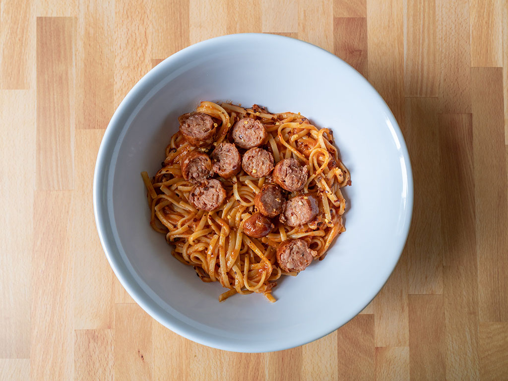 Sam's Choice Cajun Style Andouille Smoked Sausage in linguine