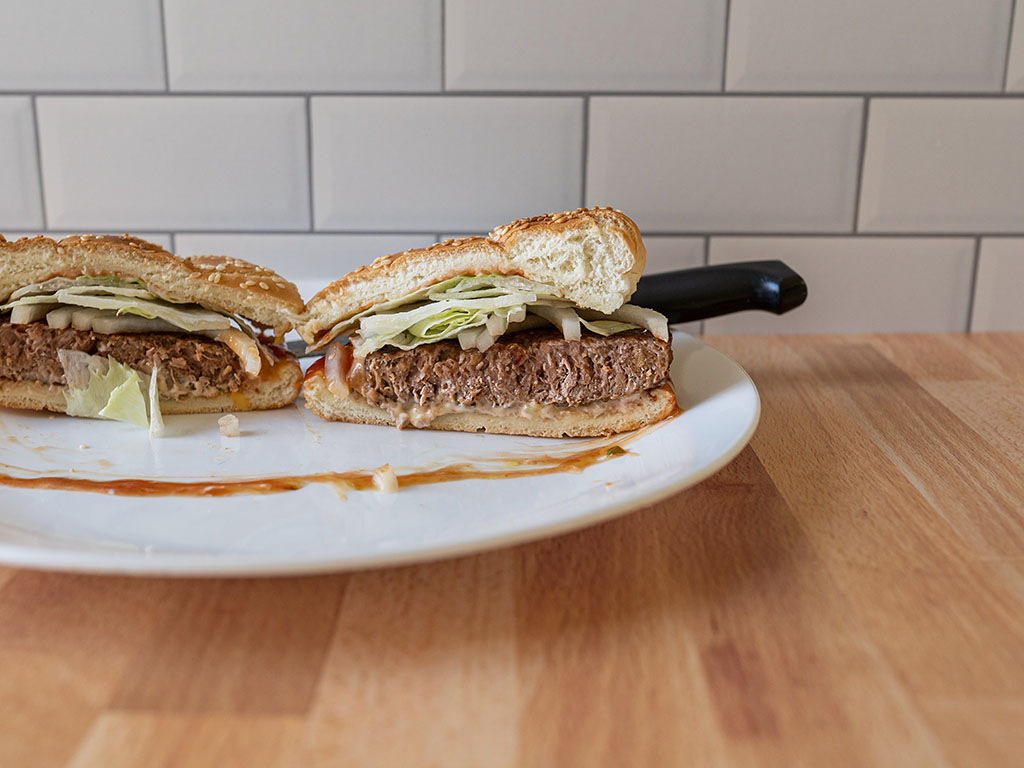 Gardein Ultimate Plant-Based Burger interior cooked