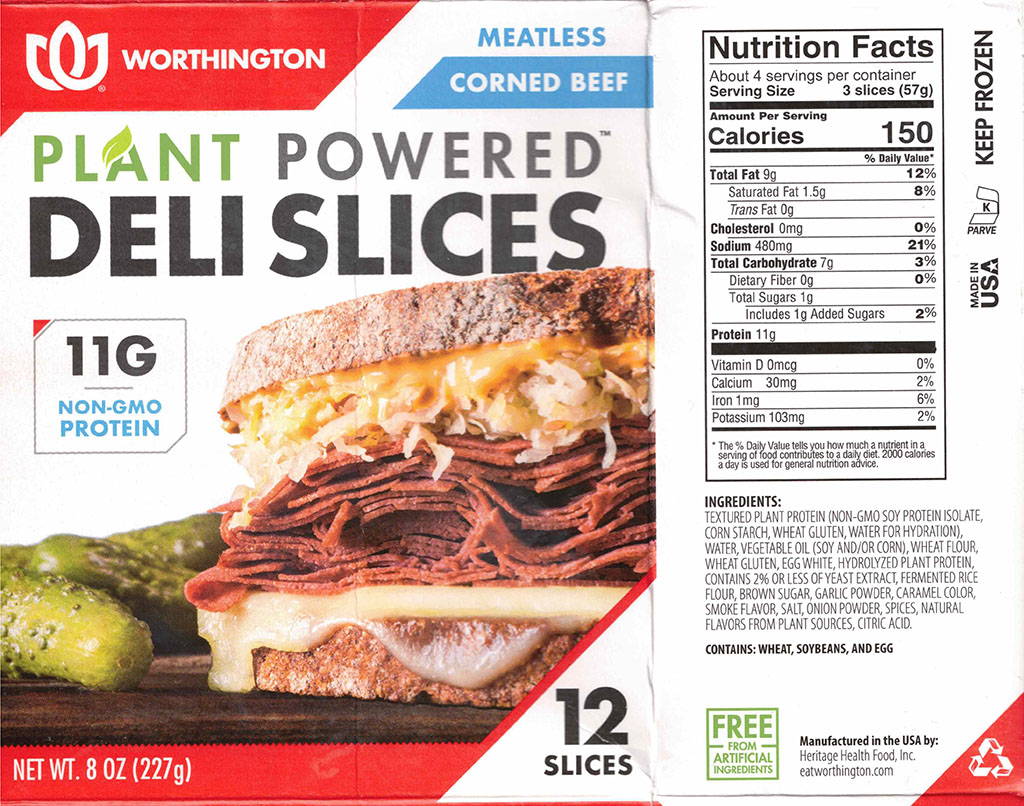 Worthington Meatless Corned Beef nutrition