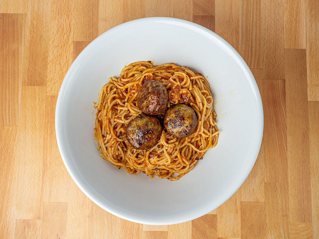 Simple Truth Italian Seasoned Chicken Meatballs with linguine