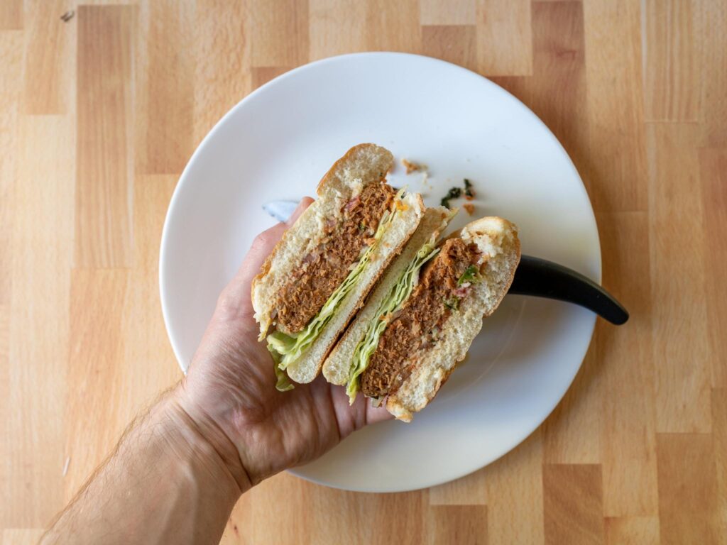 365 Plant-Based Burger Patties cooked close up interior