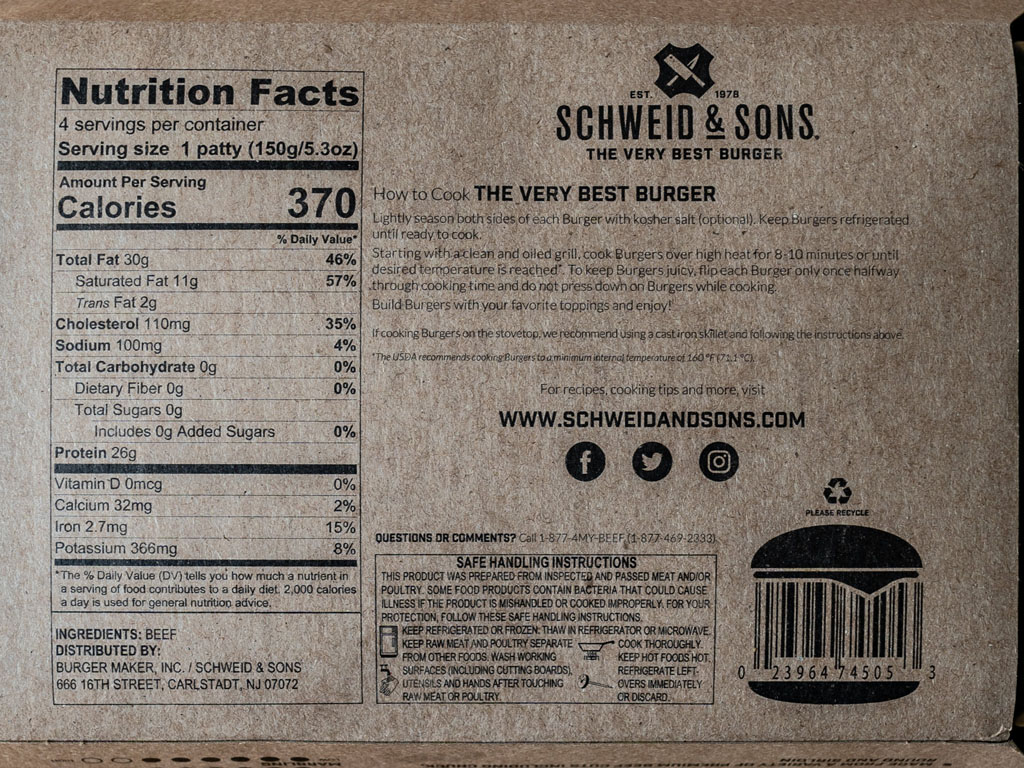 Schweid And Sons Butcher's Blend nutrition and cooking