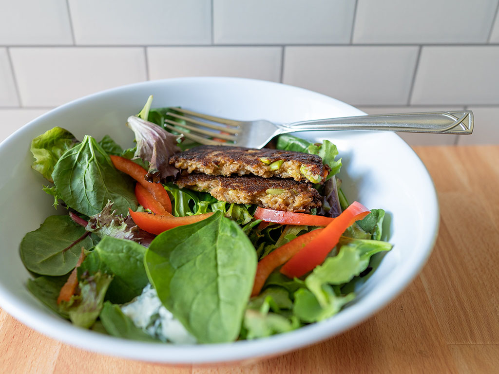 Trader Joe's Thai Sweet Chili Veggie Burger pan fried interior